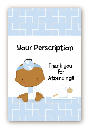  Little Doctor On The Way - Custom Large Rectangle Baby Shower Sticker/Labels Caucasian