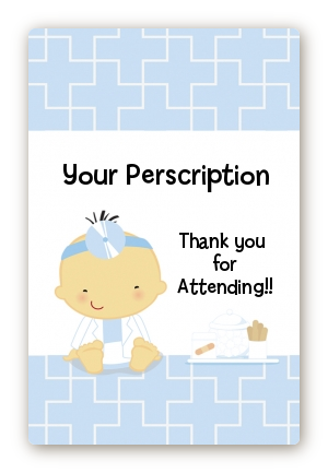  Little Doctor On The Way - Custom Large Rectangle Baby Shower Sticker/Labels Caucasian