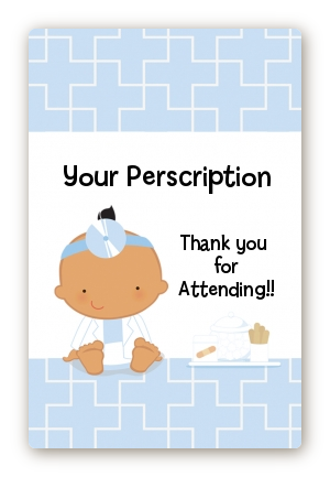  Little Doctor On The Way - Custom Large Rectangle Baby Shower Sticker/Labels Caucasian