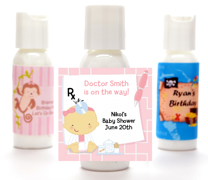  Little Girl Doctor On The Way - Personalized Baby Shower Lotion Favors Caucasian