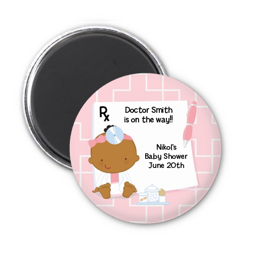  Little Girl Doctor On The Way - Personalized Baby Shower Magnet Favors Caucasian