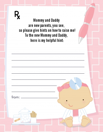  Little Girl Doctor On The Way - Baby Shower Notes of Advice Caucasian