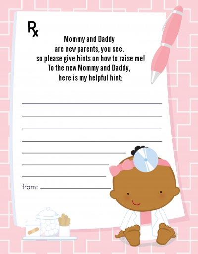  Little Girl Doctor On The Way - Baby Shower Notes of Advice Caucasian