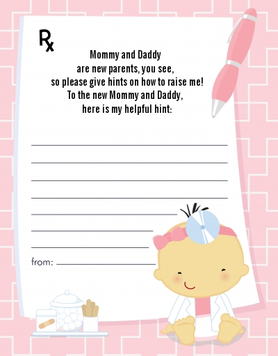  Little Girl Doctor On The Way - Baby Shower Notes of Advice Caucasian