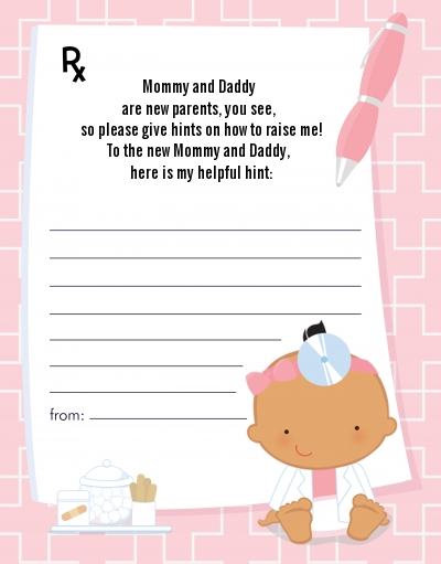  Little Girl Doctor On The Way - Baby Shower Notes of Advice Caucasian