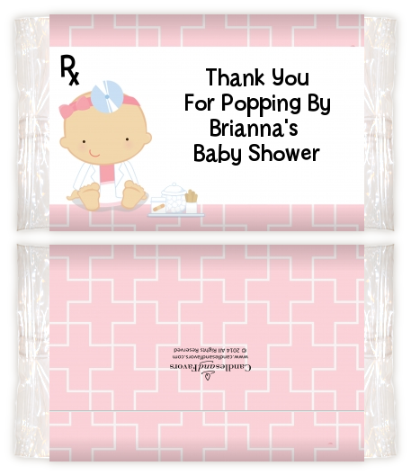  Little Girl Doctor On The Way - Personalized Popcorn Wrapper Baby Shower Favors Caucasian