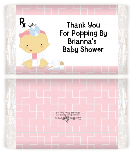  Little Girl Doctor On The Way - Personalized Popcorn Wrapper Baby Shower Favors Caucasian