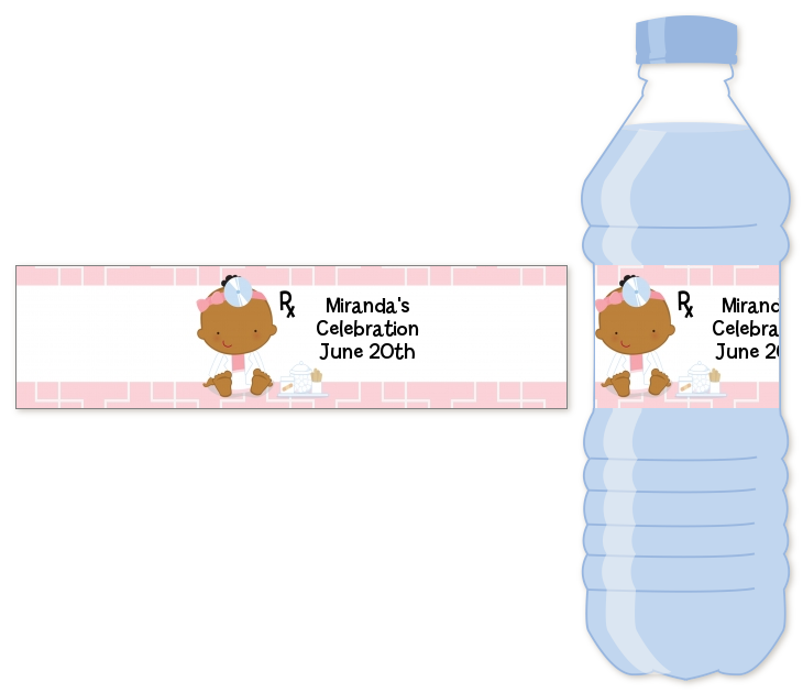  Little Girl Doctor On The Way - Personalized Baby Shower Water Bottle Labels Caucasian