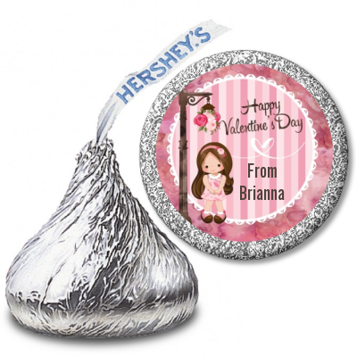  Little Girl - Hershey Kiss Valentines Day Sticker Labels Option 1