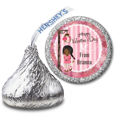  Little Girl - Hershey Kiss Valentines Day Sticker Labels Option 1