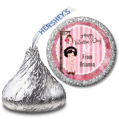  Little Girl - Hershey Kiss Valentines Day Sticker Labels Option 1