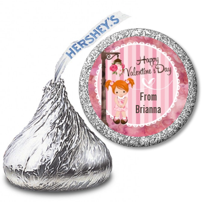  Little Girl - Hershey Kiss Valentines Day Sticker Labels Option 1