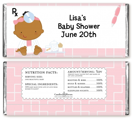  Little Girl Doctor On The Way - Personalized Baby Shower Candy Bar Wrappers Caucasian