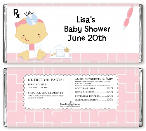  Little Girl Doctor On The Way - Personalized Baby Shower Candy Bar Wrappers Caucasian