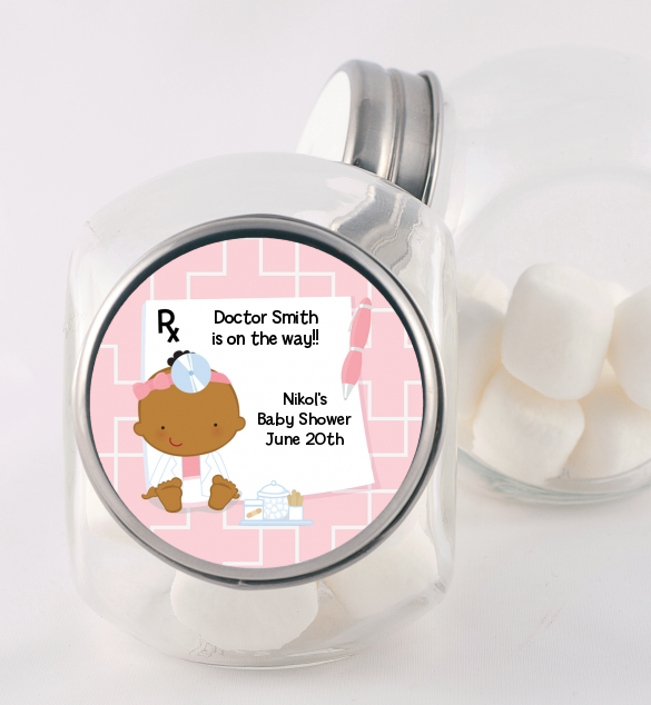  Little Girl Doctor On The Way - Personalized Baby Shower Candy Jar Caucasian