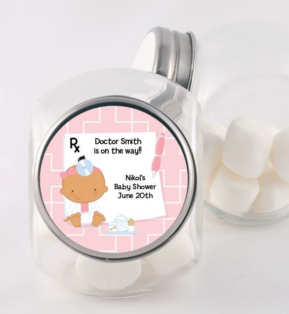  Little Girl Doctor On The Way - Personalized Baby Shower Candy Jar Caucasian