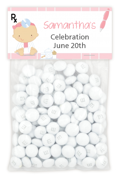  Little Girl Doctor On The Way - Custom Baby Shower Treat Bag Topper Caucasian