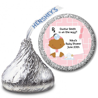  Little Girl Doctor On The Way - Hershey Kiss Baby Shower Sticker Labels Caucasian