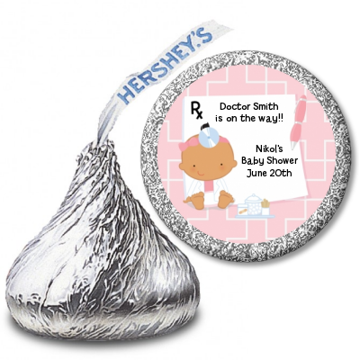  Little Girl Doctor On The Way - Hershey Kiss Baby Shower Sticker Labels Caucasian