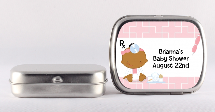  Little Girl Doctor On The Way - Personalized Baby Shower Mint Tins Caucasian