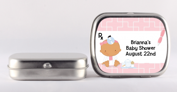  Little Girl Doctor On The Way - Personalized Baby Shower Mint Tins Caucasian