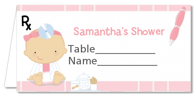  Little Girl Doctor On The Way - Personalized Baby Shower Place Cards Caucasian