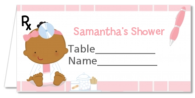  Little Girl Doctor On The Way - Personalized Baby Shower Place Cards Caucasian