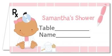  Little Girl Doctor On The Way - Personalized Baby Shower Place Cards Caucasian