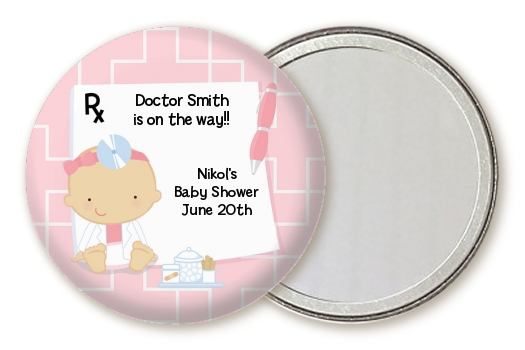  Little Girl Doctor On The Way - Personalized Baby Shower Pocket Mirror Favors Caucasian