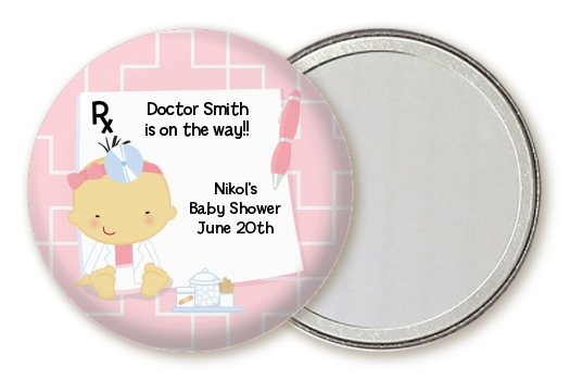  Little Girl Doctor On The Way - Personalized Baby Shower Pocket Mirror Favors Caucasian