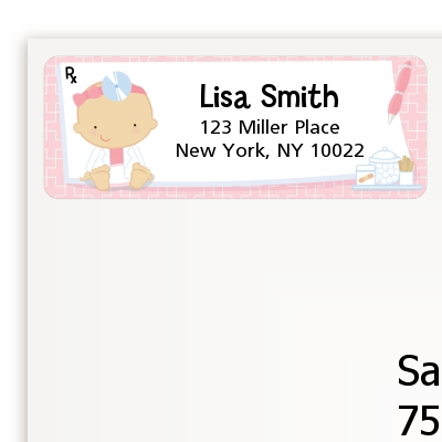  Little Girl Doctor On The Way - Baby Shower Return Address Labels Caucasian