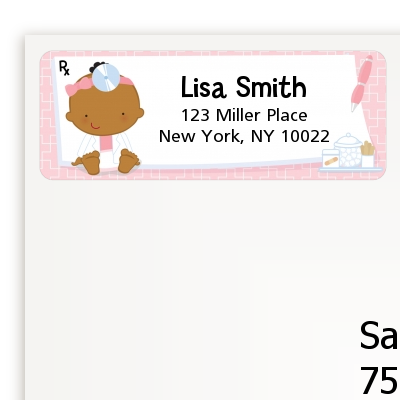  Little Girl Doctor On The Way - Baby Shower Return Address Labels Caucasian