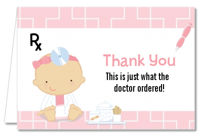  Little Girl Doctor On The Way - Baby Shower Thank You Cards Caucasian