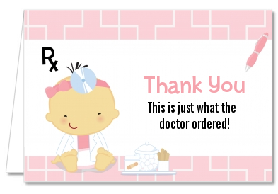  Little Girl Doctor On The Way - Baby Shower Thank You Cards Caucasian