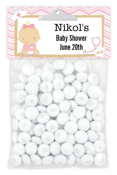  Little Girl Nurse On The Way - Custom Baby Shower Treat Bag Topper Caucasian