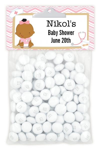  Little Girl Nurse On The Way - Custom Baby Shower Treat Bag Topper Caucasian