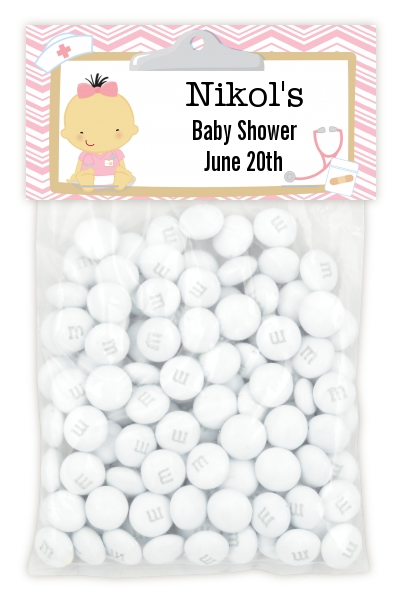  Little Girl Nurse On The Way - Custom Baby Shower Treat Bag Topper Caucasian