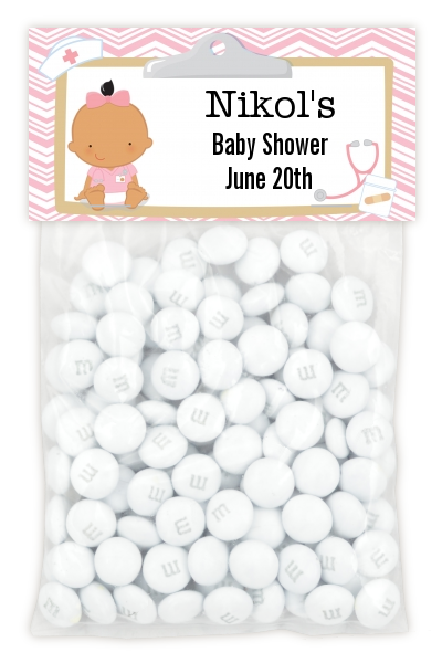  Little Girl Nurse On The Way - Custom Baby Shower Treat Bag Topper Caucasian
