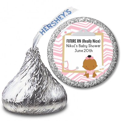  Little Girl Nurse On The Way - Hershey Kiss Baby Shower Sticker Labels Caucasian