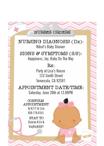  Little Girl Nurse On The Way - Baby Shower Petite Invitations Caucasian