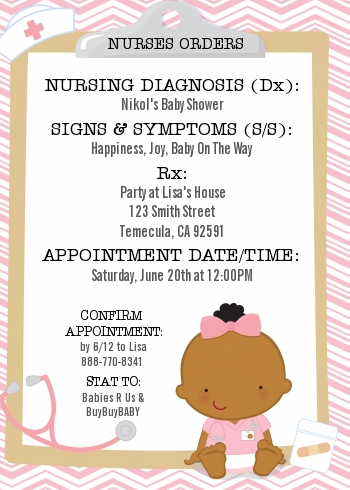  Little Girl Nurse On The Way - Baby Shower Invitations Caucasian