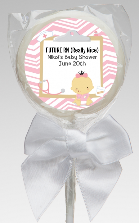  Little Girl Nurse On The Way - Personalized Baby Shower Lollipop Favors Caucasian