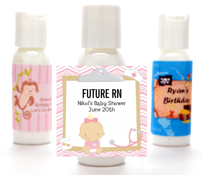  Little Girl Nurse On The Way - Personalized Baby Shower Lotion Favors Caucasian