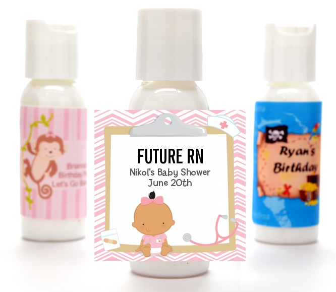  Little Girl Nurse On The Way - Personalized Baby Shower Lotion Favors Caucasian