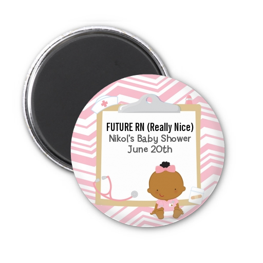  Little Girl Nurse On The Way - Personalized Baby Shower Magnet Favors Caucasian