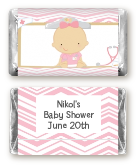  Little Girl Nurse On The Way - Personalized Baby Shower Mini Candy Bar Wrappers Caucasian