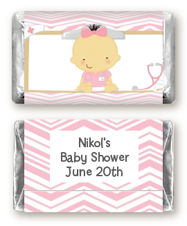  Little Girl Nurse On The Way - Personalized Baby Shower Mini Candy Bar Wrappers Caucasian