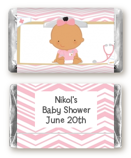  Little Girl Nurse On The Way - Personalized Baby Shower Mini Candy Bar Wrappers Caucasian