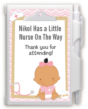  Little Girl Nurse On The Way - Baby Shower Personalized Notebook Favor Caucasian