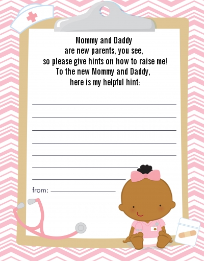  Little Girl Nurse On The Way - Baby Shower Notes of Advice Caucasian